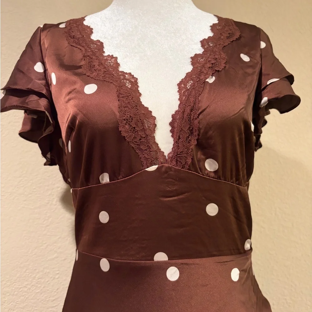 Petal & Pup Arella Brown Polka Dot Maxi Dress - Picture 6 of 16